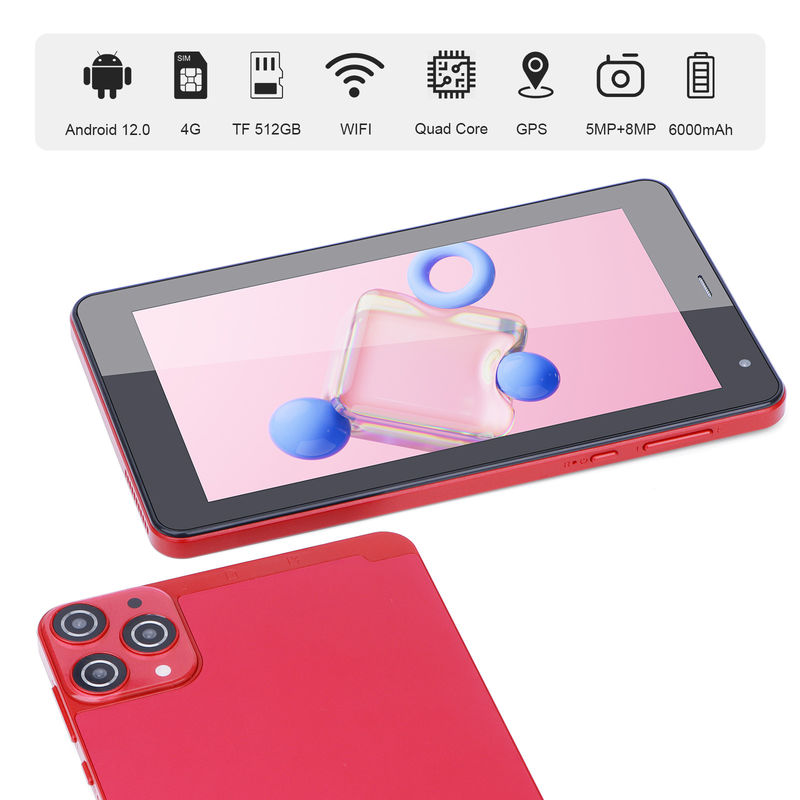 C Idea 7 Inç Küçük Tabletler Dört Çekirdekli WiFi 5G Android Tablet PC Eğitim için CM515 ((Kırmızı)