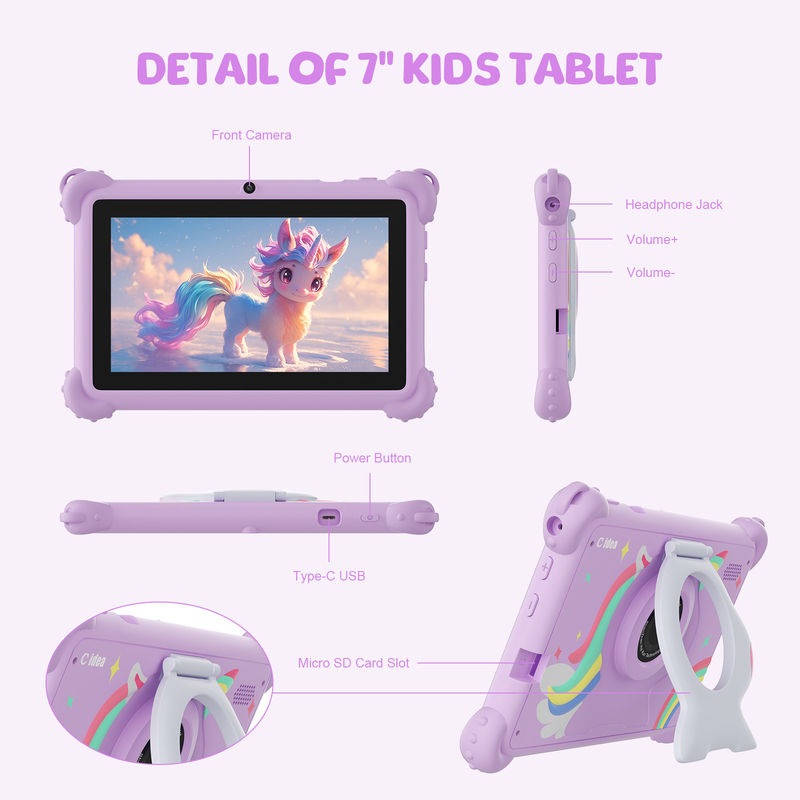 C Fikir 7 Inç Çocuk Tablet Yaş 3-7 Çift Kamera IPS Ekran Ebeveyn Kontrolü ile Eğitimli çocuk tablet CM88