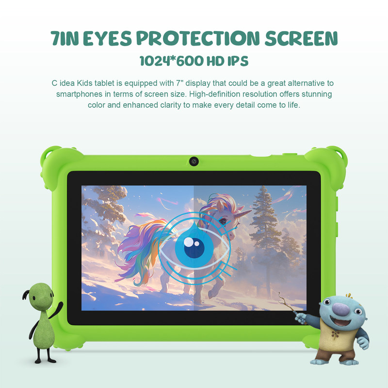 C fikir 2024 Çocuk Öğrenme Tablet Android 12 Ön yüklü Uygulamalar ve Dayanıklı Tasarım CM88