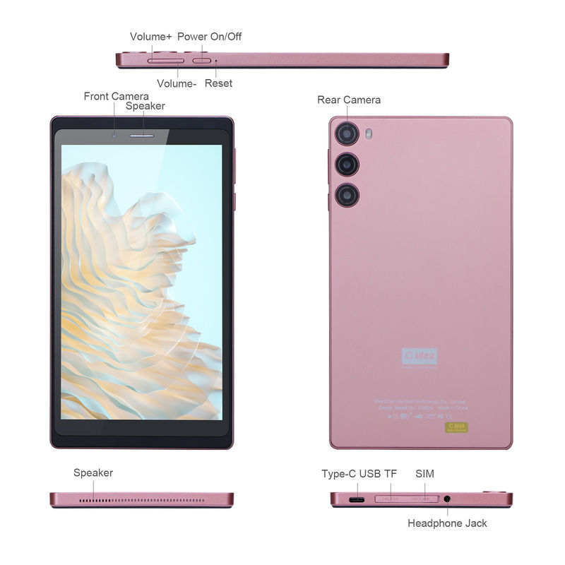 C Idea Android 12 Tablet 6GB RAM 128GB ROM SIM ile 7 Inch Tablet PC For Students CM525 Pembe