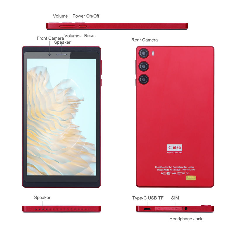 C Idea 7 Inch Tablet 512GB SIM ile Öğrenciler için Android Tablet PC CM525 Kırmızı