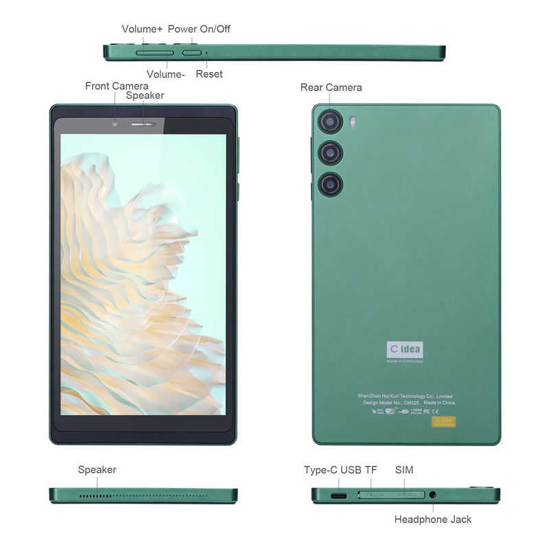 C Idea 7 Inch 6GB+128GB IPS Ekranı 5MP+8MP Android Tablet PC CM525 Yeşil