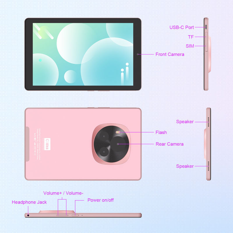 C fikir Android Tablet 800x1280 IPS Ekran SIM Destek 9 Inch Tablet PC Case CM935 pembe ile