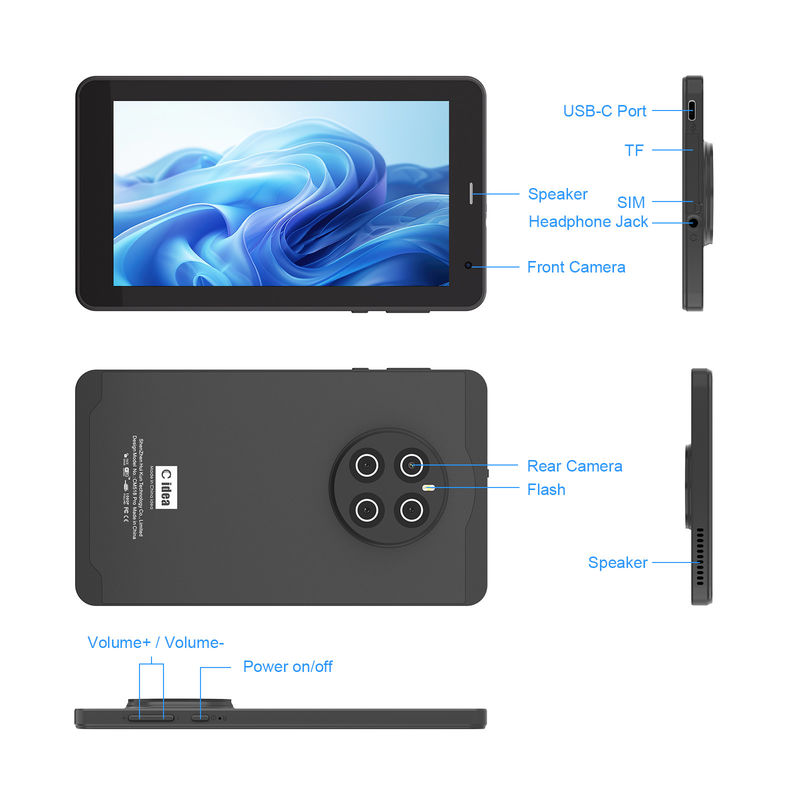 C Idea Android 13 Tablet 512GB SIM ile 7 Inch Tablet PC Öğrenciler için CM518 Pro Siyah