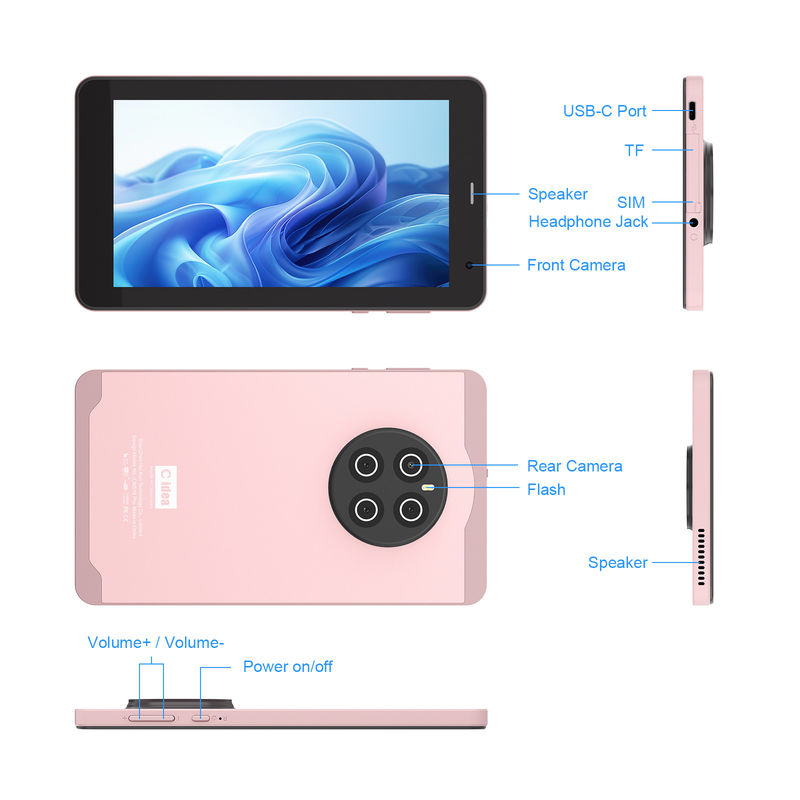 C Idea SIM ile 7 inçlik tabletler Wifi Öğrenciler için Android Tablet PC CM518 Pro Pembe
