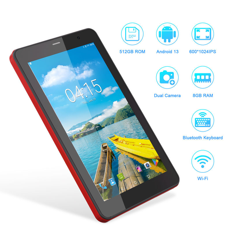 C Idea Android 13 Tablet SIM ile Wifi 7 Inç Dokunmatik Ekran Öğrenciler için Tablet CM518 Pro Kırmızı