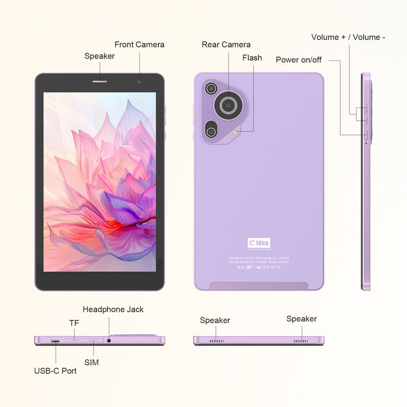 C Idea 8in Tablet Oyun Eğitim Öğrenciler İçin Android Tablet Sim Ve Wifi CM828 Mor