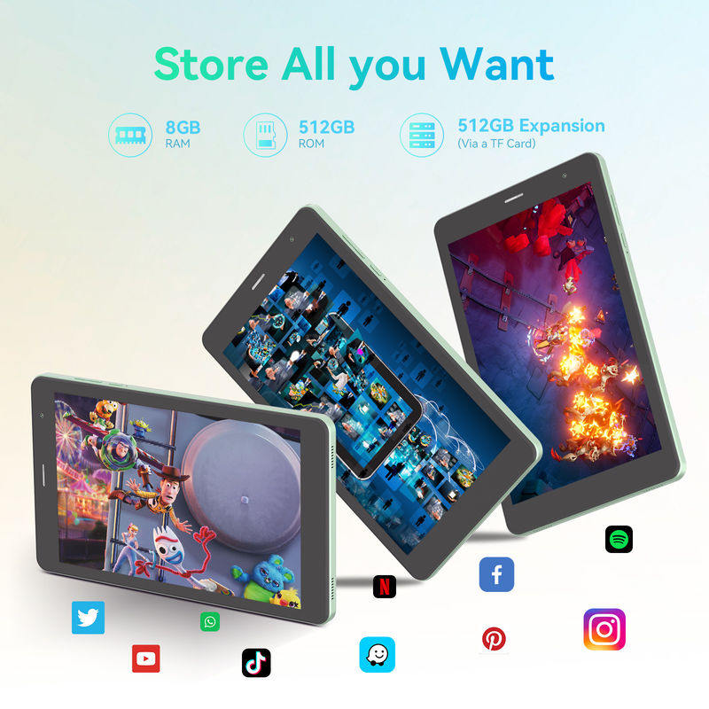 C Idea Yüksek çözünürlüklü ekran 800x1280 Ips ekranlı 8 Inch Tablet PC Gençler için Eğitim CM828 Yeşil