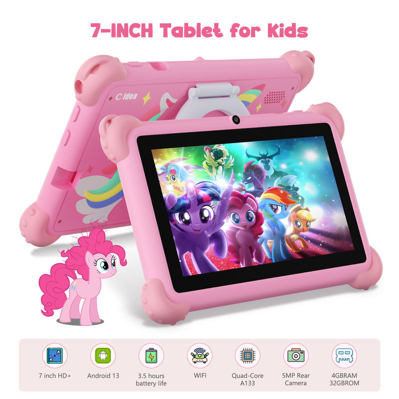 C Idea Android 13 Çocuk Tableti 4+32GB Eğitim Tableti Arkadaş APP ile Kidspad CM91 pembe