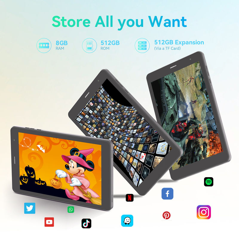 C Idea ODM 8 Inch 8+512gb 8000mah 5+8MP Çift Kameralı Android Tablet PC Sim ile Öğrenciler için CM828 Siyah