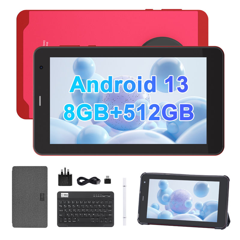 C Idea 7 Inch Android 13 Tablet, Çift Kamera, Sim Destek, Öğrenciler İçin Dokunmatik Ekran Tableti   CM518pro Kırmızı