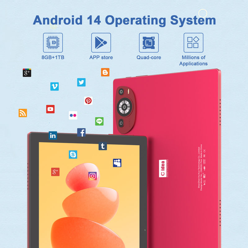 C Idea 10.1 Inch Android 14 Akıllı Tablet Bilgisayarı Çift SIM Destekle CM8200Plus kırmızı