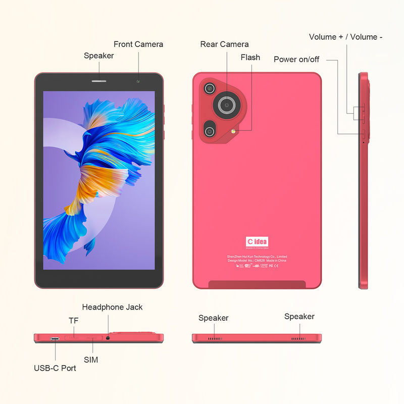C Idea 5G Android Tablet Sim ve Wifi ile Öğrenciler için 8 Inç Tablet Cm828 Kırmızı