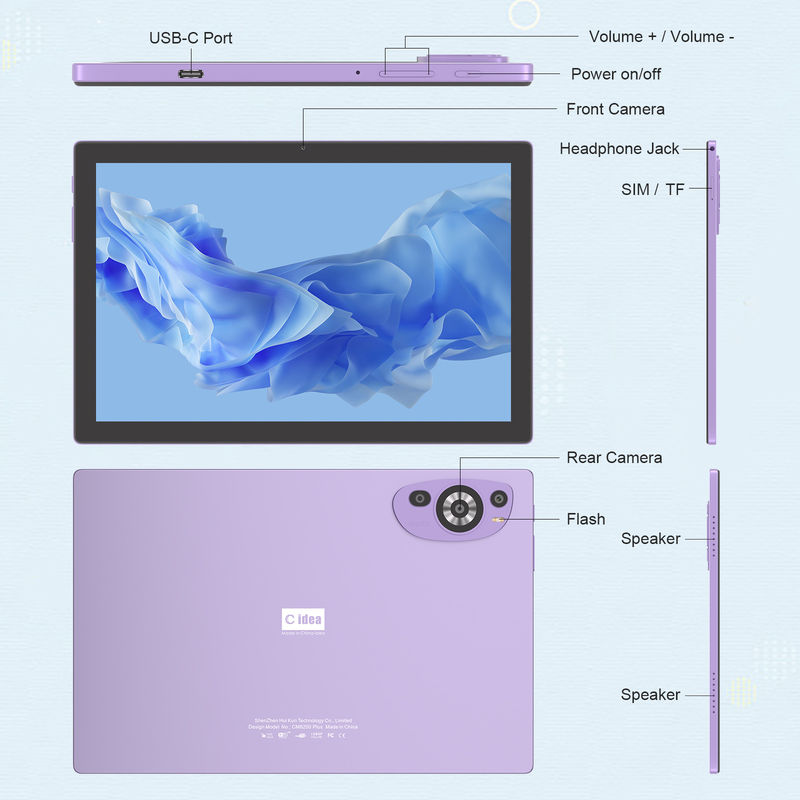 C Idea 10 inç 512GB Android 14 Öğrenciler için Eğitim Tablet SIM CM8200Plus Mor