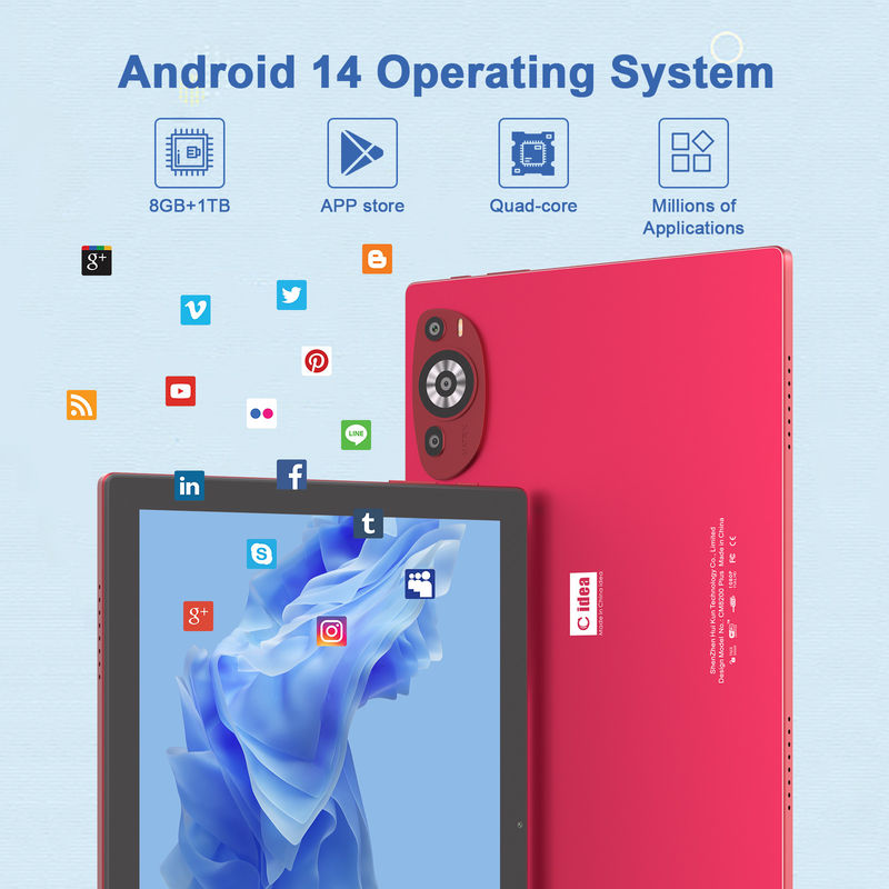 C Idea 10.1 Inch Android 14 Smart Tablet Pc Dual SIM ve Pen ile CM8200Plus kırmızı