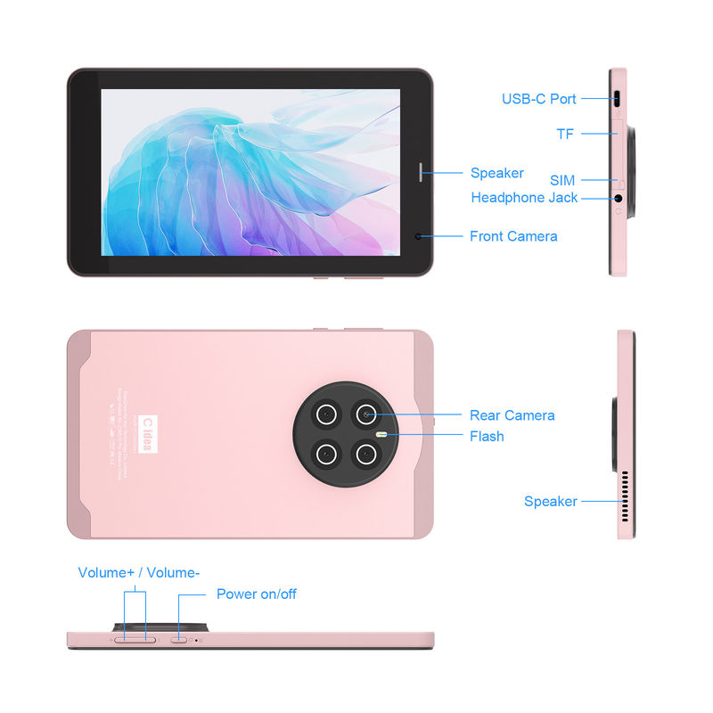 C Idea SIM ile 7 inçlik tabletler Wifi Android Tablet PC CM518 Pro Pink