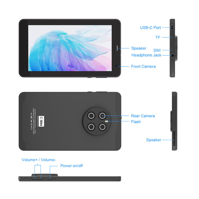 C Idea Android 13 Tablet 512GB SIM ile 7 Inch Tablet PC CM518 Pro Siyah