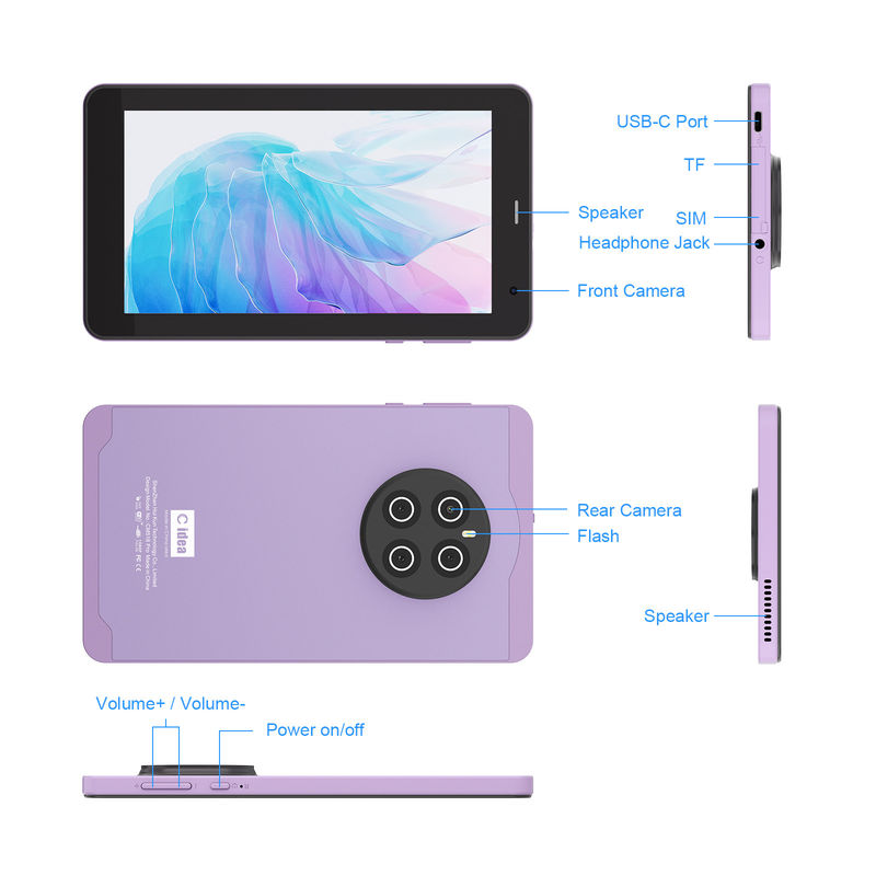 C Idea Android 13 6000mAh ile 7 Inç Tablet Eğitim Tablet PC CM518 Pro Mor