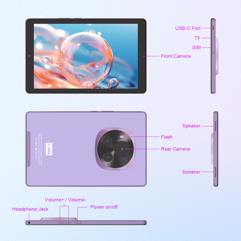 C Idea 9 Inch Tablet 5MP+8MP Gençler İçin Eğitim Tableti Kalemli CM935 Mor