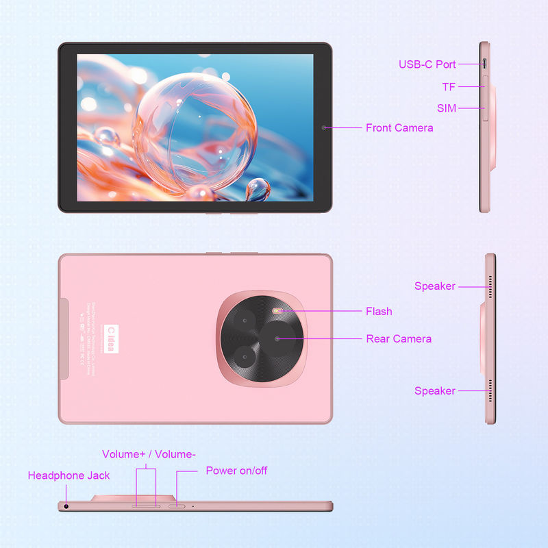 C fikir Android Tablet 5G SIM Destek 9 Inch Tablet PC Case ve Pen CM935 pembe ile