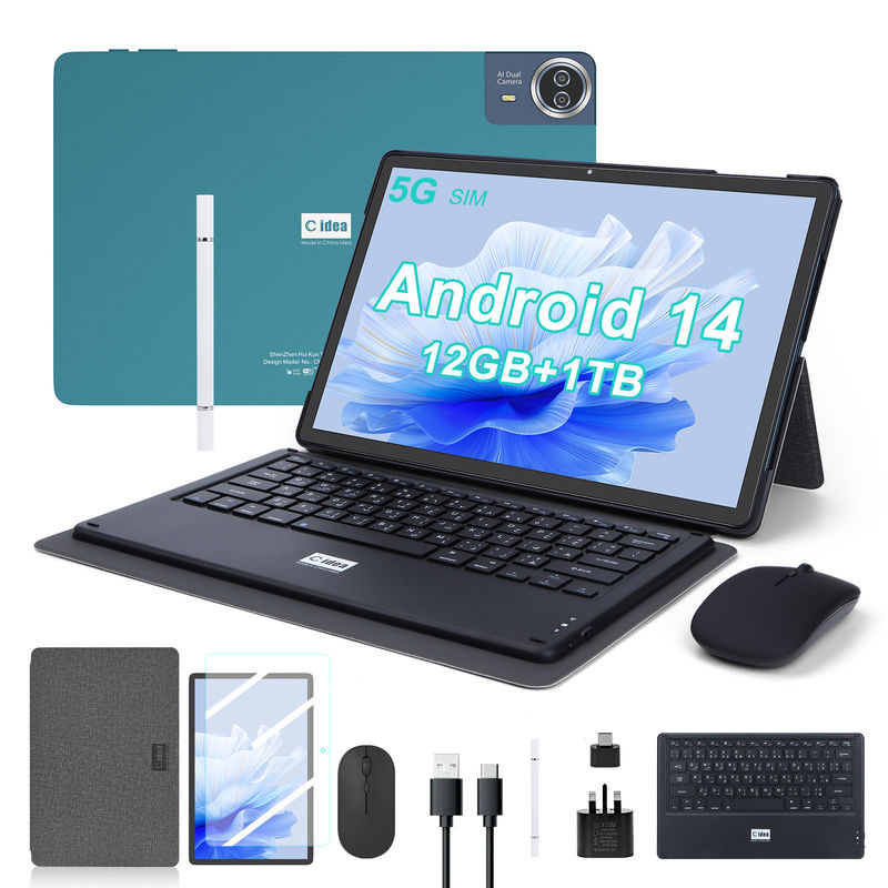 C Idea 14 Inch Tablet Büyük Pil Akıllı Tablet PC klavyesi ve fare ile CM14000 artı mavi