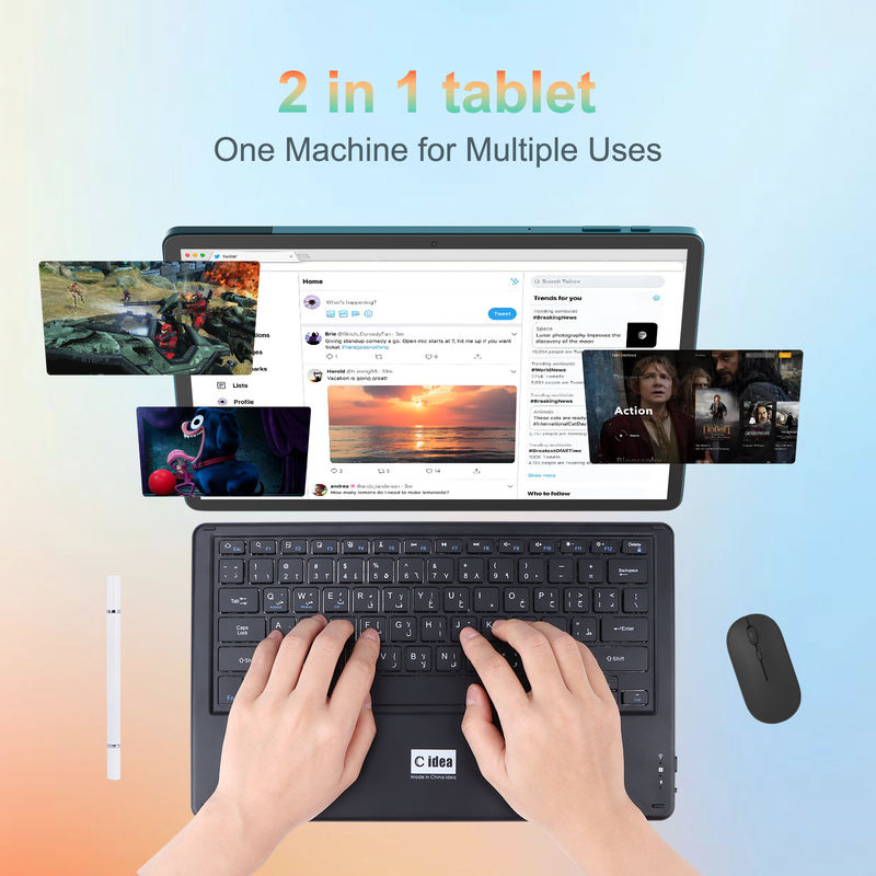 C Idea 14 Inch Tablet Büyük Pil Akıllı Tablet PC klavyesi ve fare ile CM14000 artı mavi