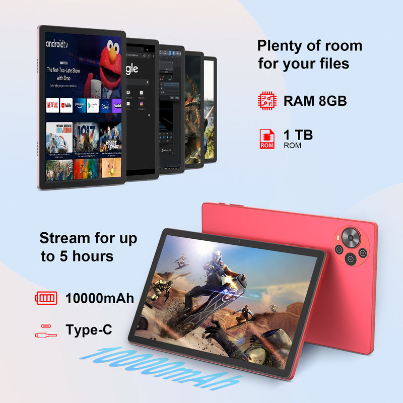 C Idea Android 14 Tablet Klavye ve Fare CM10500 Artı Kırmızı ile Öğrenciler için 2k Ekranlı Eğitim Tablet