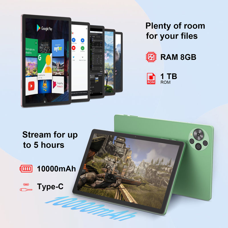 C Idea En Yeni 10.5 İnç Dokunmatik Ekranlı Android Tablet Çift SIM'li CM10500 Plus yeşil