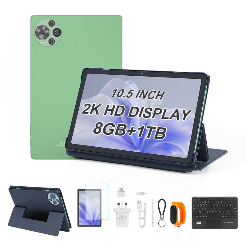 C Idea En Yeni 10.5 Inch Android 14 Tablet PC 2k Dokunmatik Ekranlı Tablet SIM ile CM10500 Plus yeşil
