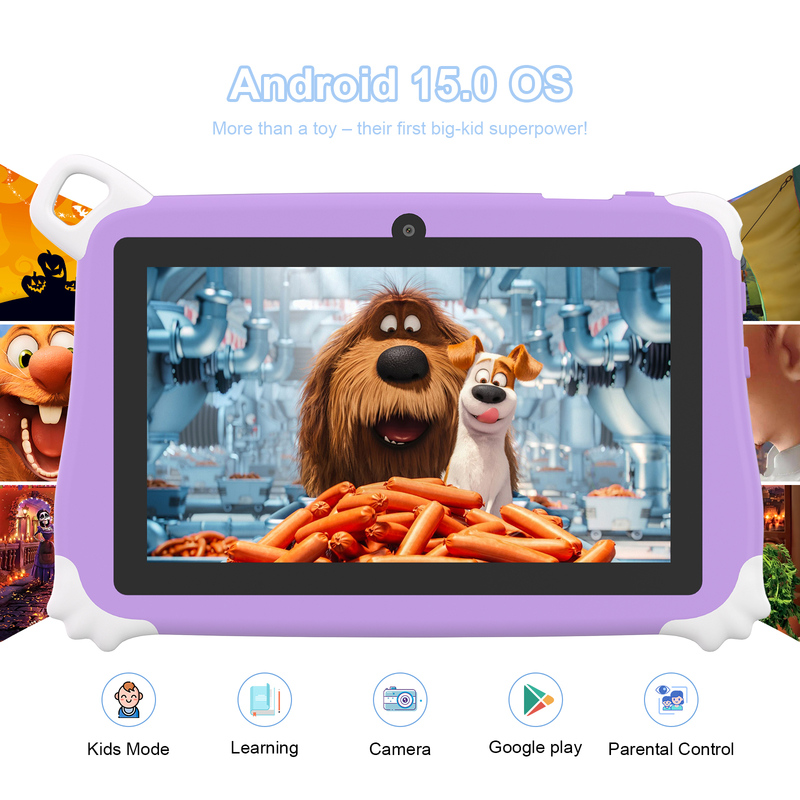 C Idea Android 15 Çocuk Tableti 8+256GB Eğitim Tableti Çocuk Tableti Dostu Uygulama CM86 mor