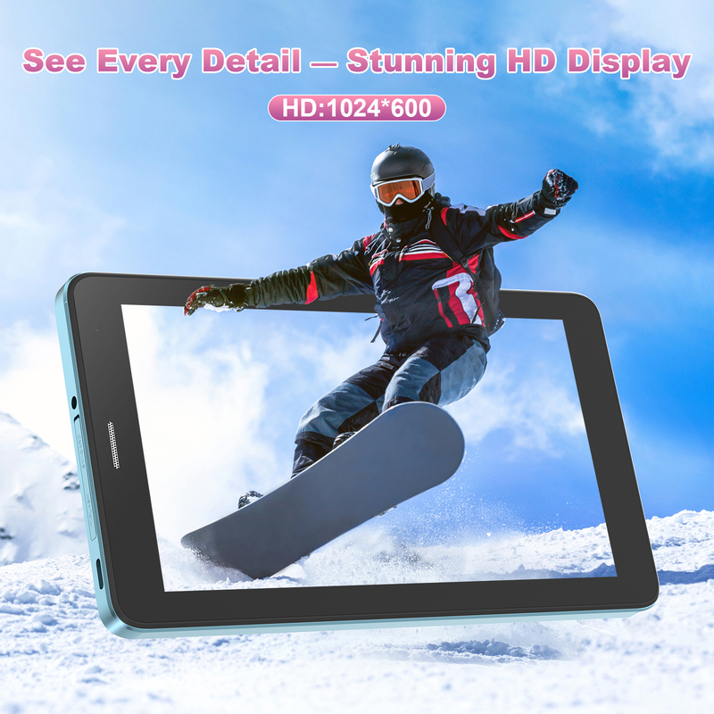 C idea 7 inç Wifi Tablet Kılıflı 8+256GB Depolama Dört Çekirdekli İşlemci 600x102e4 IPS Dokunmatik Ekran CM517 mavi