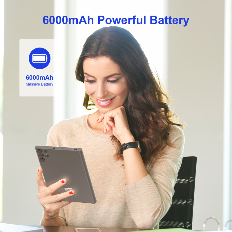 C fikir 7 inçlik Wifi Tablet Case ile 8+256GB Depolama Dört çekirdekli İşlemci 600x1024 IPS Dokunmatik ekran CM524 gri