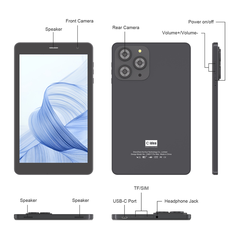 C fikir 8 + 512GB depolama ile 8 inçlik Wifi Tablet Quad Core işlemci 800x1280 IPS dokunmatik ekran kırmızı CM817 Pro