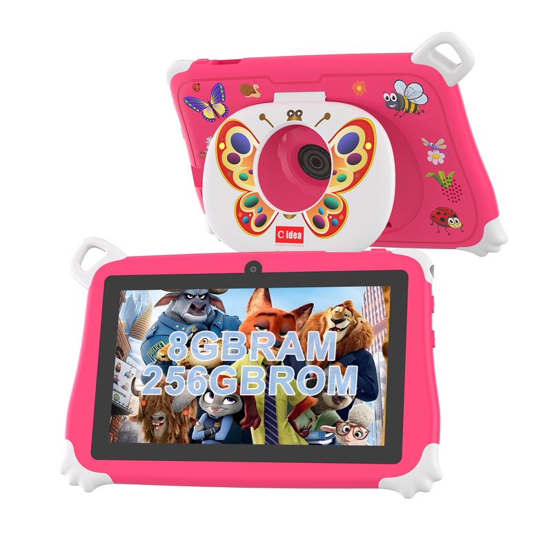 C Idea Android 15 Çocuk Tableti 8+256GB Eğitim Tableti Çocuk Tableti Dostu Uygulama CM86 pembe