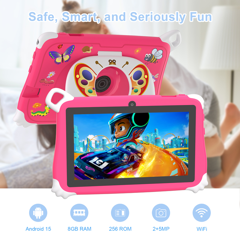 C Idea Android 15 Çocuk Tableti 8+256GB Eğitim Tableti Çocuk Tableti Dostu Uygulama CM86 pembe