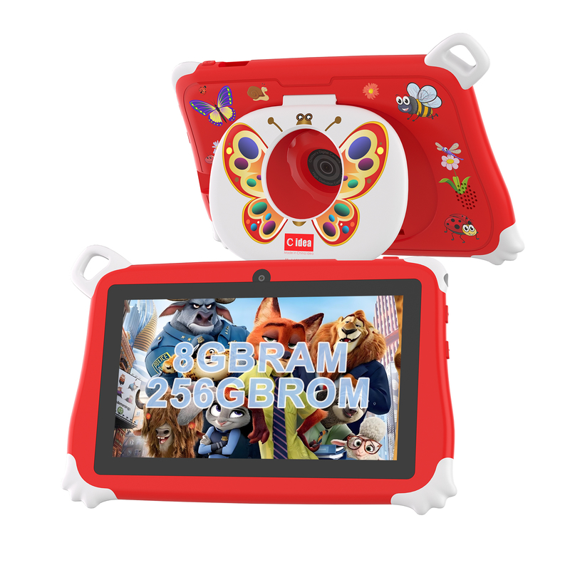 C Idea Android 15 Çocuk Tableti 8+256GB Eğitim Tableti Arkadaşça APP ile Kidspad CM86 kırmızı