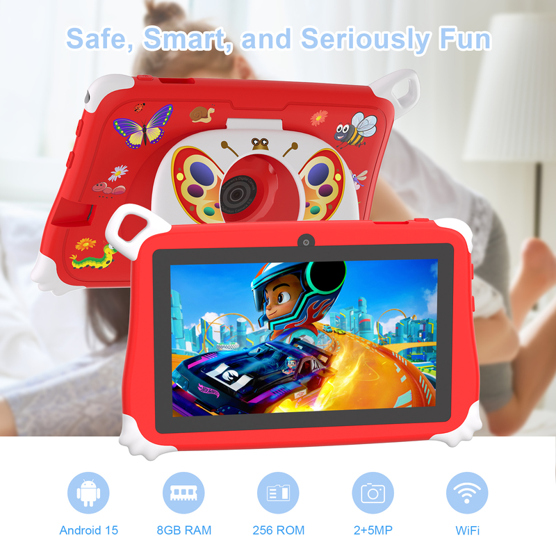 C Idea Android 15 Çocuk Tableti 8+256GB Eğitim Tableti Arkadaşça APP ile Kidspad CM86 kırmızı