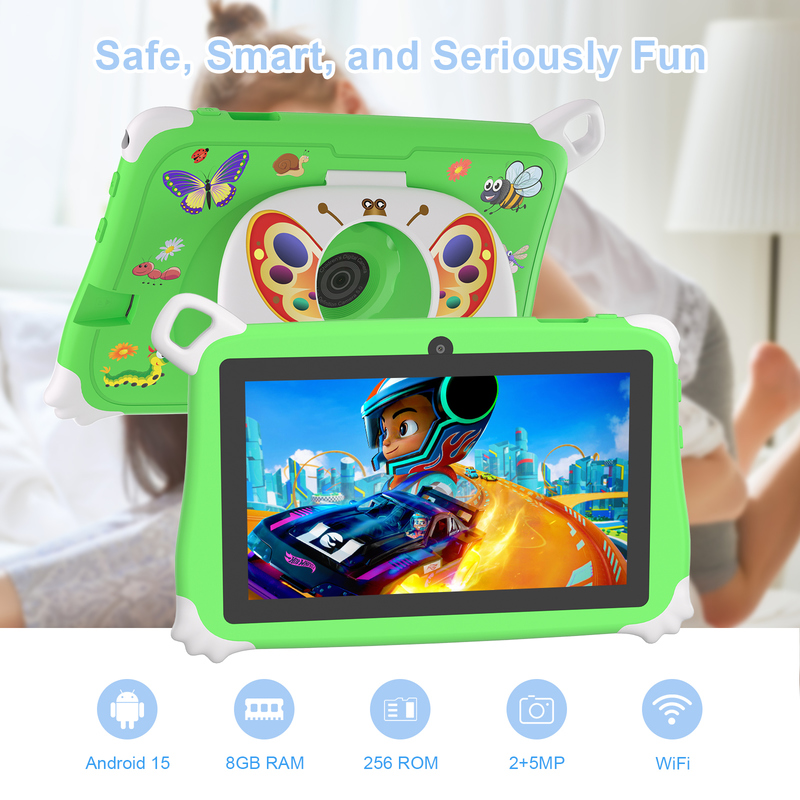 C Idea Android 15 Çocuk Tableti 8+256GB Eğitim Tableti Arkadaşça APP ile Kidspad CM86 yeşil