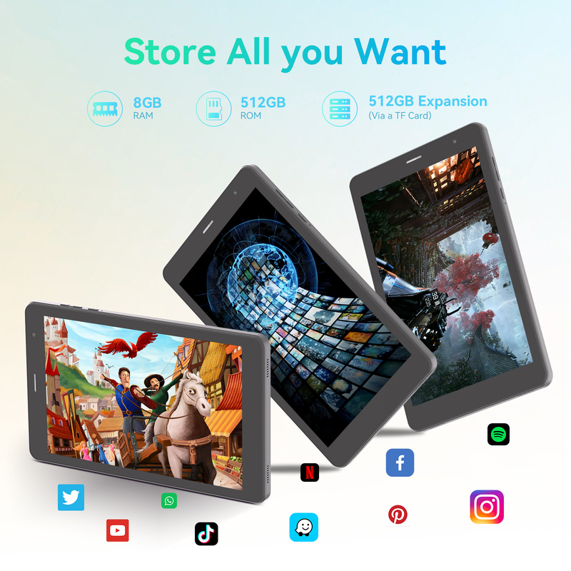 C idea Youth 8 İnç Tablet Android 15 Siyah Işık Ekranlı, WiFi, 8GB + 512GB, 800*1280 IPS incell CM828