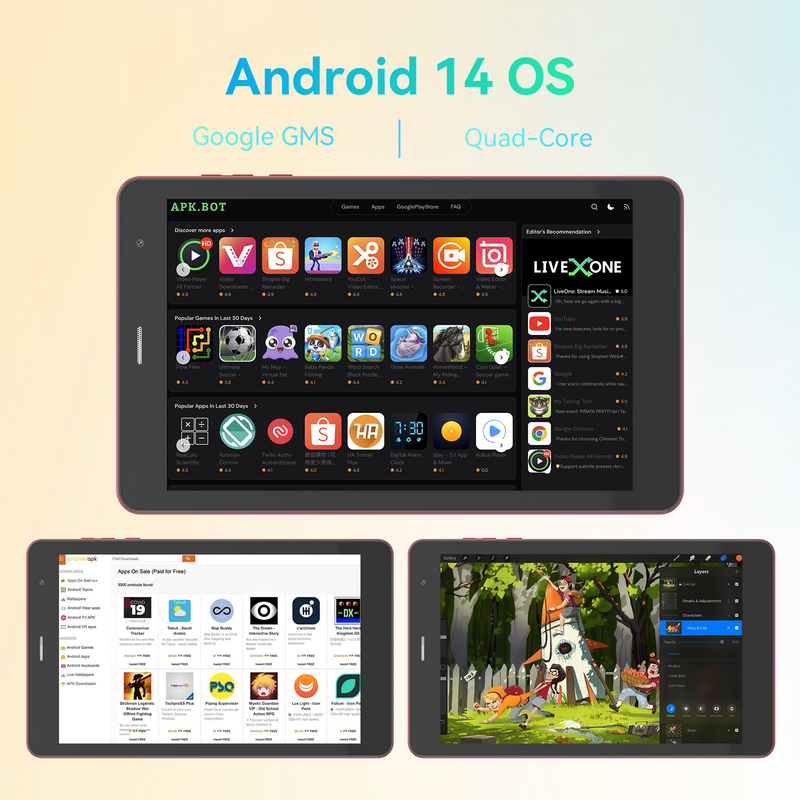 C fikir Gençlik kırmızı 8 Inch Tablet Android 15 tf kart yuvası ile, WiFi,8GB +512GB, 800*1280 IPS incell CM828