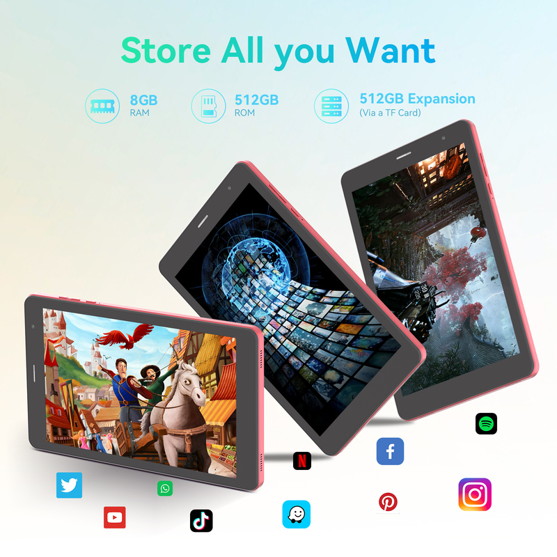 C fikir Gençlik kırmızı 8 Inch Tablet Android 15 tf kart yuvası ile, WiFi,8GB +512GB, 800*1280 IPS incell CM828