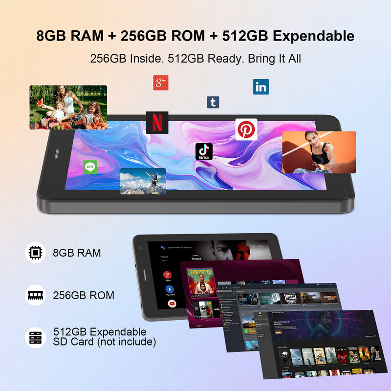 C fikir 7 Inch Android Akıllı Tabletler 8+256GB 8*CortexTm-A53 WiFi Tablet HD Dokunmatik Ekran CM517 hava