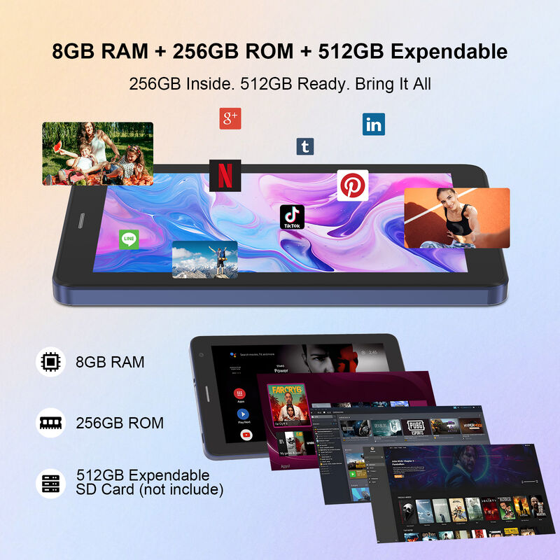 C fikir 7 Inch Android Akıllı Tabletler 8+256GB 8*CortexTm-A53 WiFi Tablet HD Dokunmatik Ekran CM517 hava