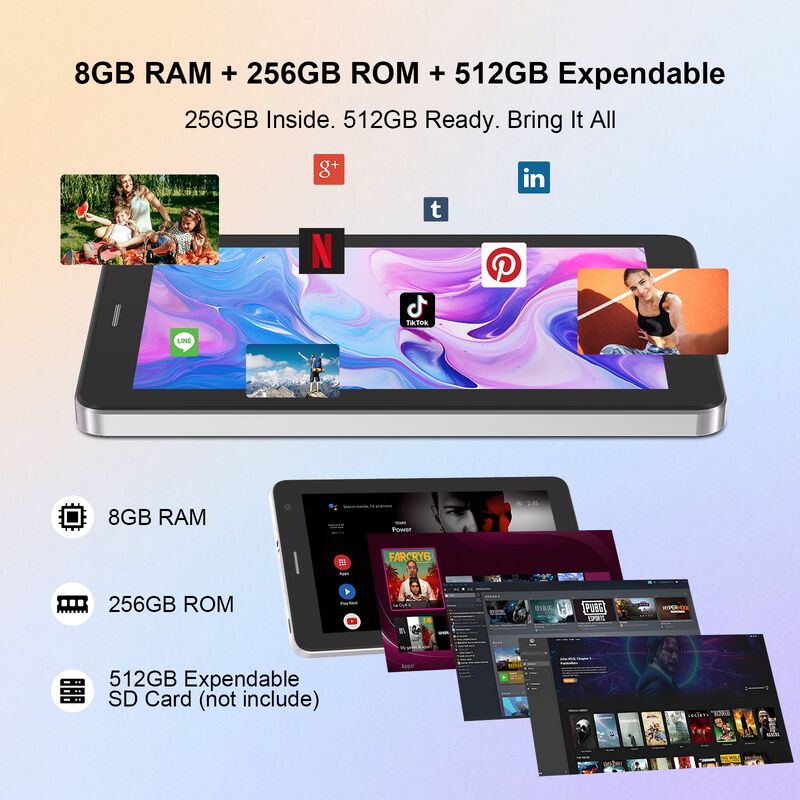 C fikir 7 Inch Android Akıllı Tabletler 8+256GB 8*CortexTm-A53 WiFi Tablet HD Dokunmatik Ekran CM517 hava