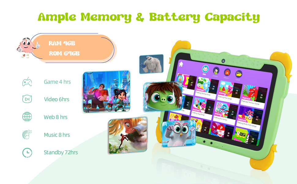 C fikir Çocuk Tab 10.1 inç Android 13 Tablet Çocuk için 4GB RAM 64GB ROM Göz Koruması 3-8 yaş arası çocuklar için dokunmatik ekran