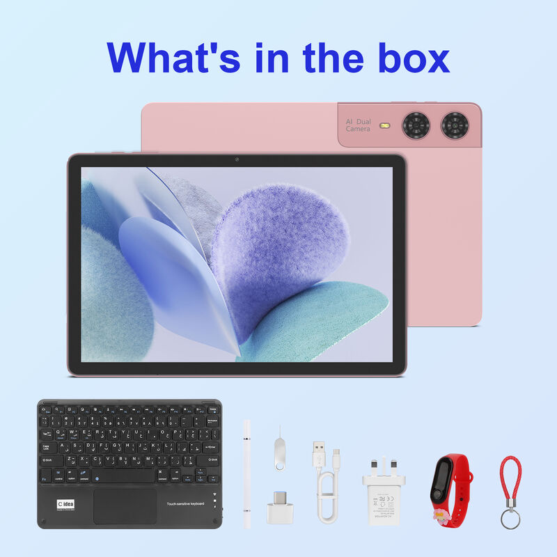C Idea 10.95 Inç Android Tablet Çift Kameralı Tablet Wi-Fi Kapasitif Ekranlı Tablet 8GB RAM 1TB ROM Tablet İş Kullanımı (Pinki)