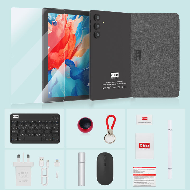 C Idea 10.1 Inch Tablet PC Çift Kamera Wi-Fi HD Kapasitatif Ekran Çözünürlüğü 8GB RAM 1TB ROM Eğlence ve İş Kullanımı (Siyah)