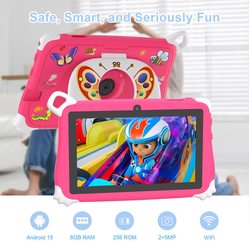 C Idea Yeni Çocuk Tablet PC 7 İnç 8 GB RAM 256 GB ROM Android 16 Wi-Fi Düşmeye Dayanıklı Eğitim Kullanımı (CM86-Pembe)