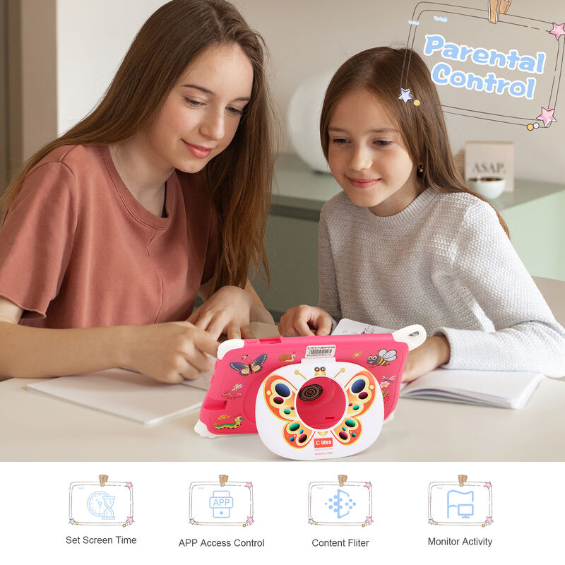 C Idea Yeni Çocuk Tablet PC 7 İnç 8 GB RAM 256 GB ROM Android 16 Wi-Fi Düşmeye Dayanıklı Eğitim Kullanımı (CM86-Pembe)