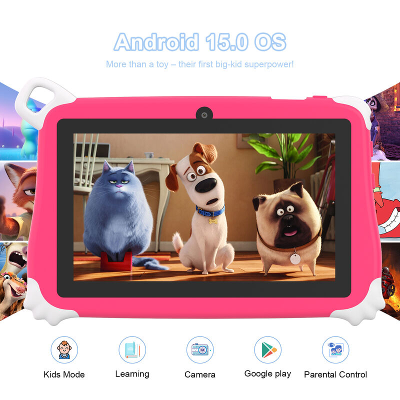C Idea Yeni Çocuk Tablet PC 7 İnç 8 GB RAM 256 GB ROM Android 16 Wi-Fi Düşmeye Dayanıklı Eğitim Kullanımı (CM86-Pembe)